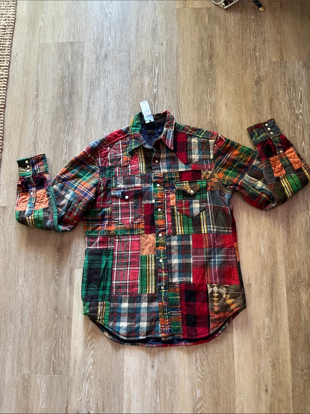 Polo Ralph Lauren Patchwork Quilted Plaid Button-Down With Pockets Jacket